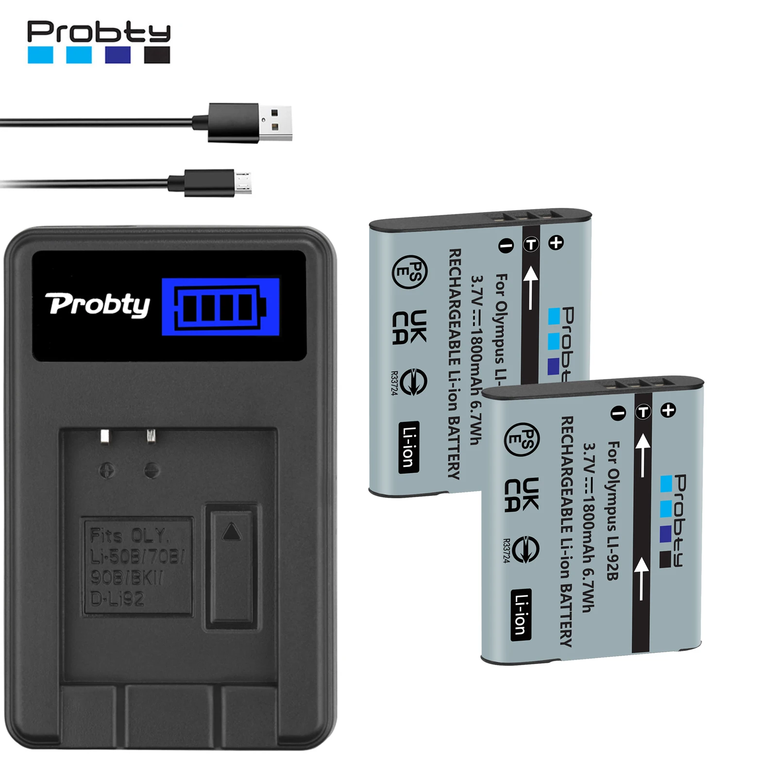 2 Pezzi Per Batterie O Caricabatterie Olympus Li 90B Li-90B Li-92B Per Olympus Tough Tg-5 Tg-2 Tg-3 Tg-4 Tg-Tracker Sh-1 Sh-2 Sp-100