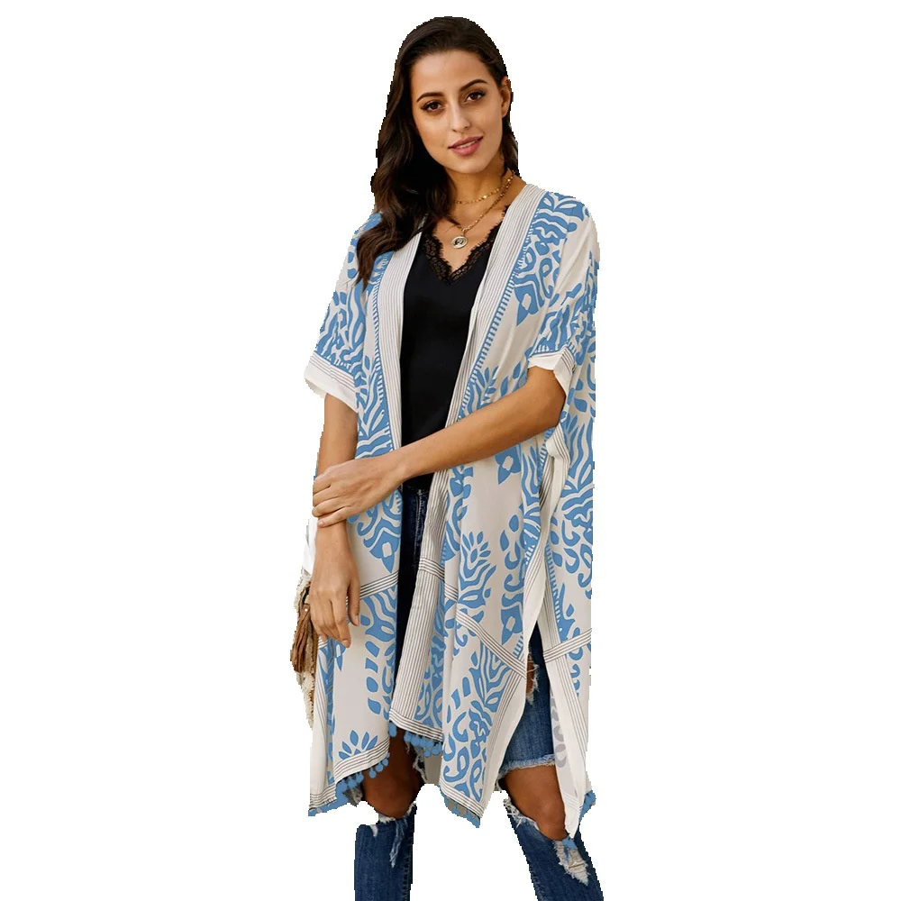 

Женское пляжное кимоно с рисунком, средней длины