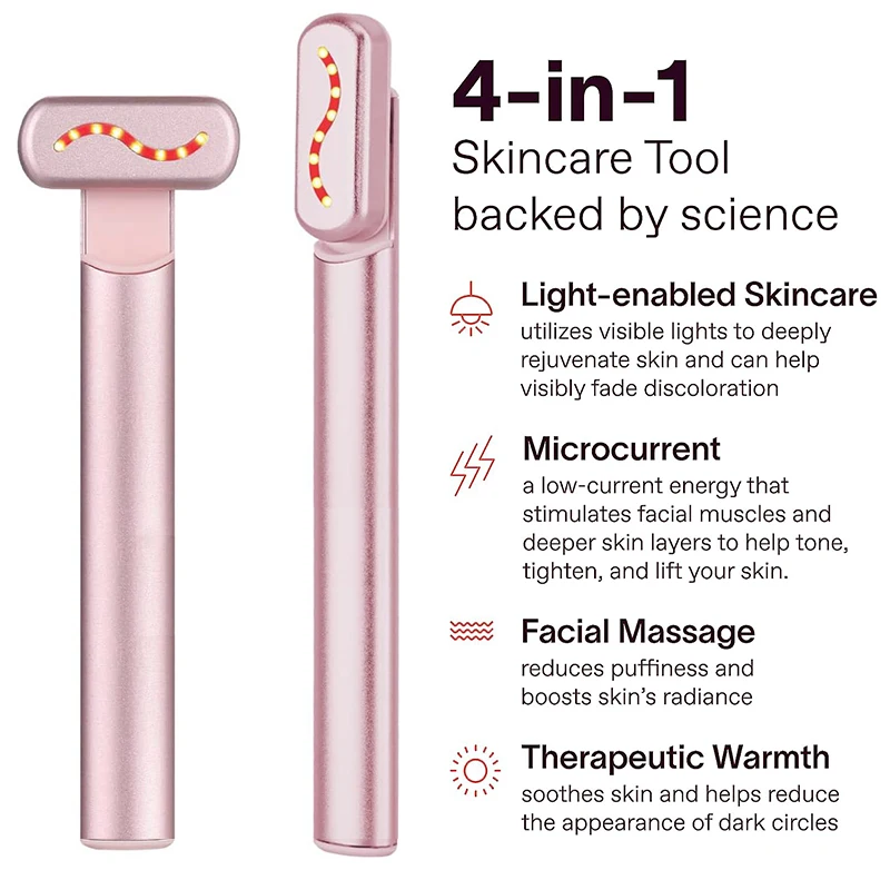 EMS Microcurrent Face Lifting Device Red Light Facial Wand Eye Neck Massager Skin Tightening  Anti Wrinkle Ski_voghion.com