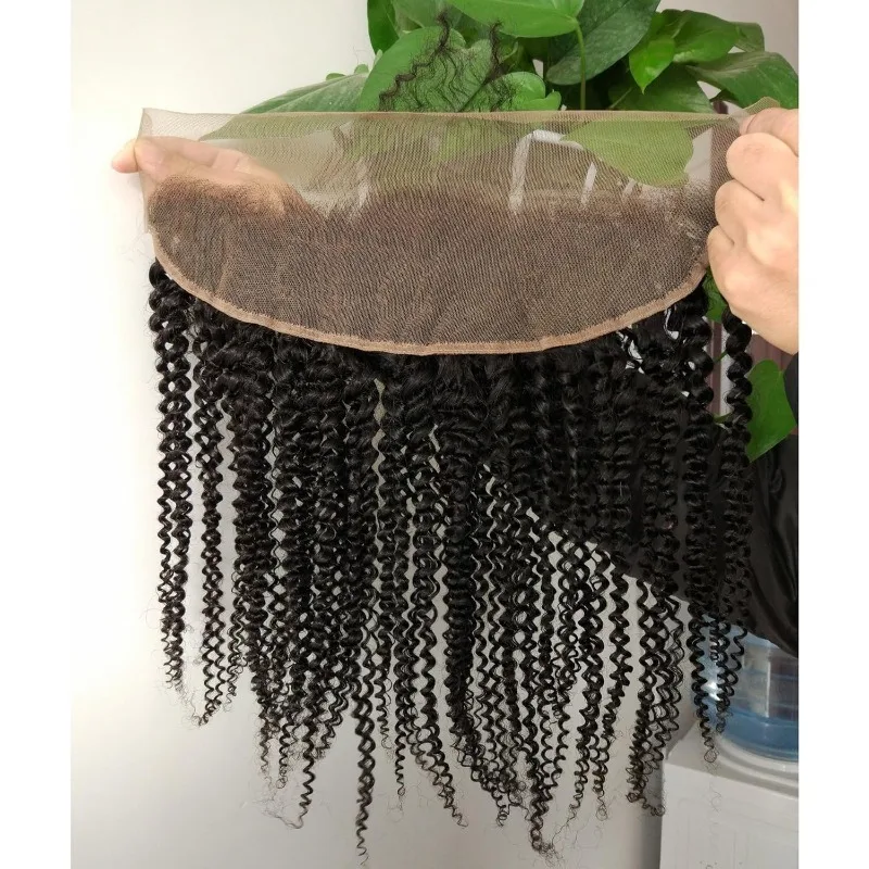 Afro Kinky Curly 13x4 Lace Frontal Closure Human Hair Transparent Lace Brazilian Virgin Hair Closure Soft and Silky