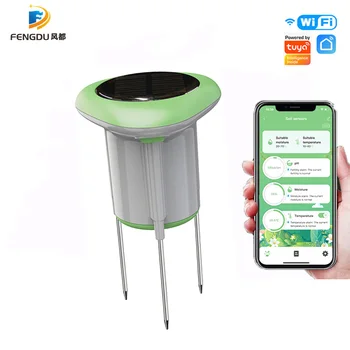 Tuya Smart WiFi Soil Sensor Solar Powered Planting Temperature and Humidity Meter IP66 Wireless Soil Tester Turf Gardening 1
