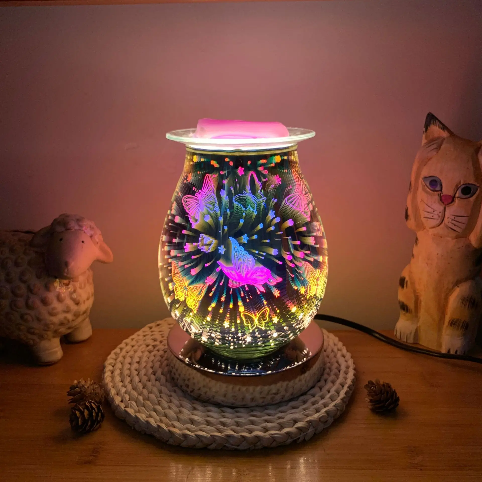 

New Night Light Air Fresher Lamp Electric Wax Melt Warmer 3D Glass Butterfly Lamp Aroma Fragrance Lamp Home Aromatherapy Lamp