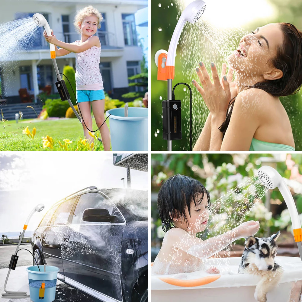 משאבת מקלחת חשמלית ניידת נטענת לטיולים בחוץ, חוף, נסיעות ברכב וכביסת חיות מחמד