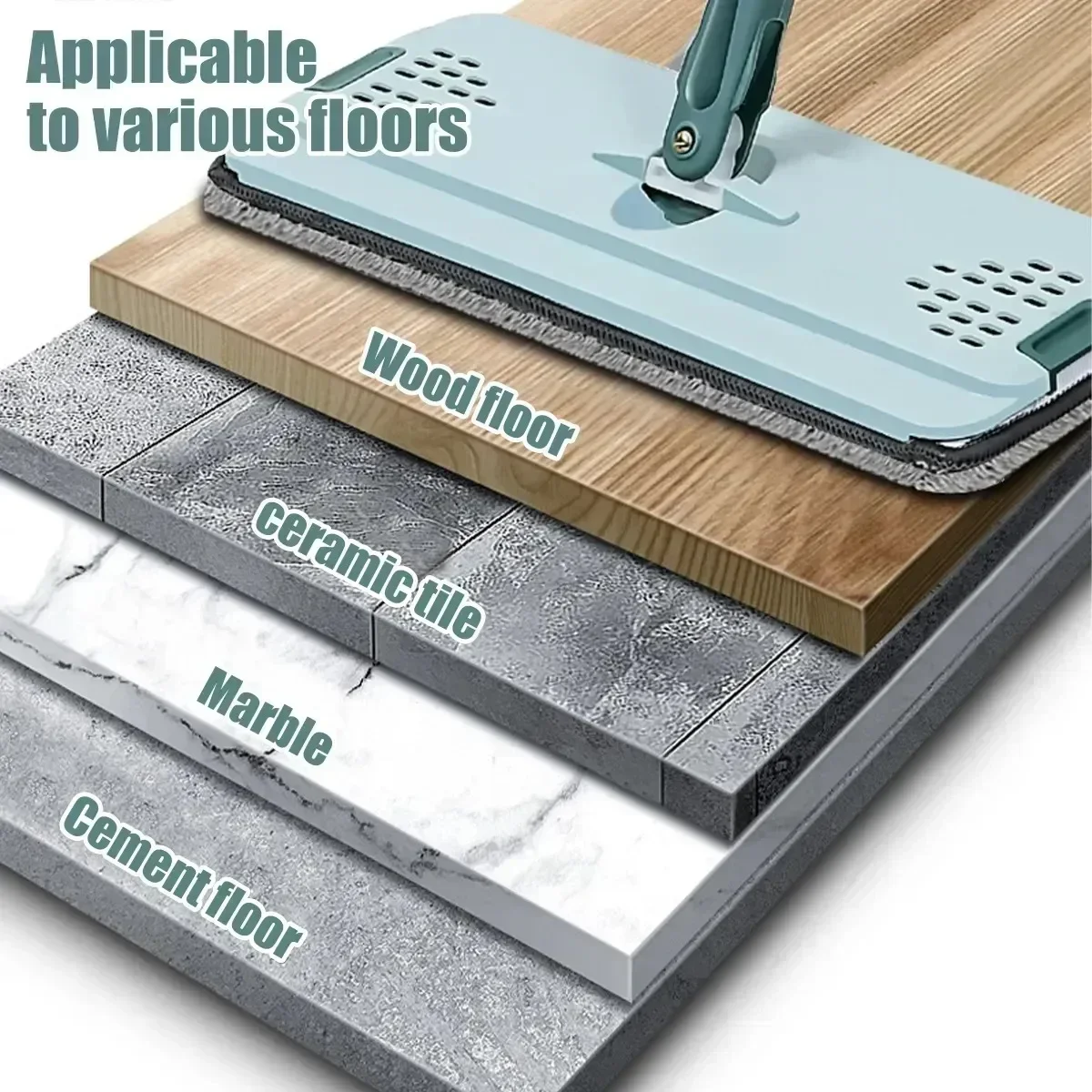 Flat Squeeze Mop Flat Squeeze Mop com balde Wringing Floor Cleaning Microfiber Pads uso molhado ou seco em madeira laminado m&atilde;o livre