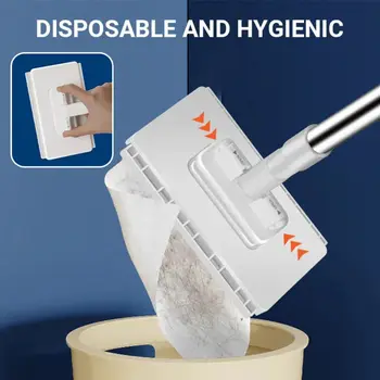 New High Quality with 3 Reusable Cloths Hands-free Mop 360° Rotating Head Clamping Automatic Mop Clip Lazy Mop Floor Cleaning