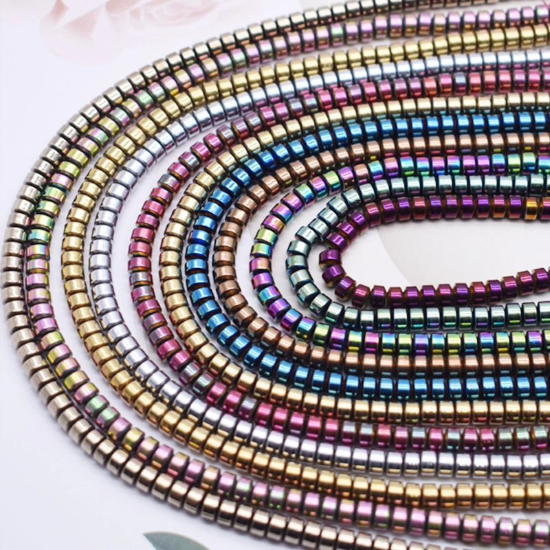 

3x2mm Natural Stone Hematite Beads Gold color Plated Loose Space Beads For Jewelry Making Diy Bracelet Retention Color 15inch