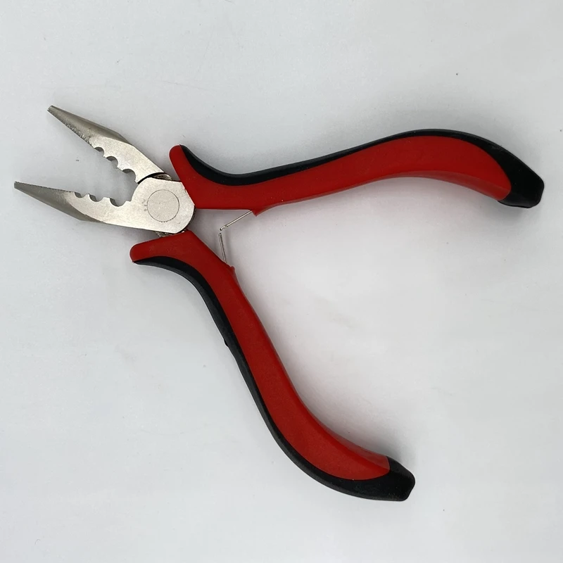 Hair Extension Pliers 1 piece Red handle Carbon Steel Straight Nose Plier