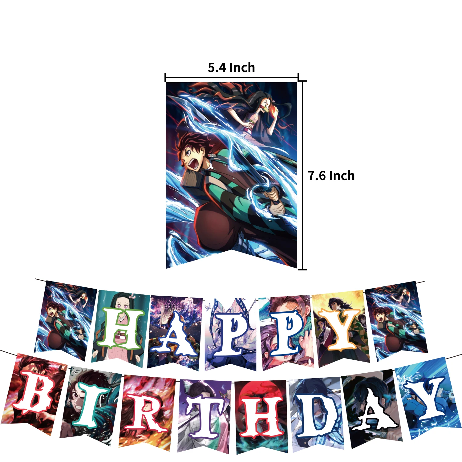 Demon Slayer Birthday Party Decoration Banner Balloons Cake Toppers Toy Set Cartoon  Anime Figures Supplies