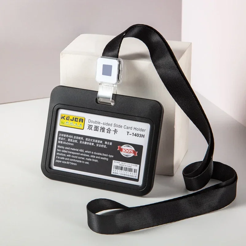 Cards Slots Double-sided Staff Work Card Cover Pass Access Card Holder Name Badge Holder ID Tag Bus Sleeve with Lanyard card holder id card holder id card case business card holder card sleeve card sleeves