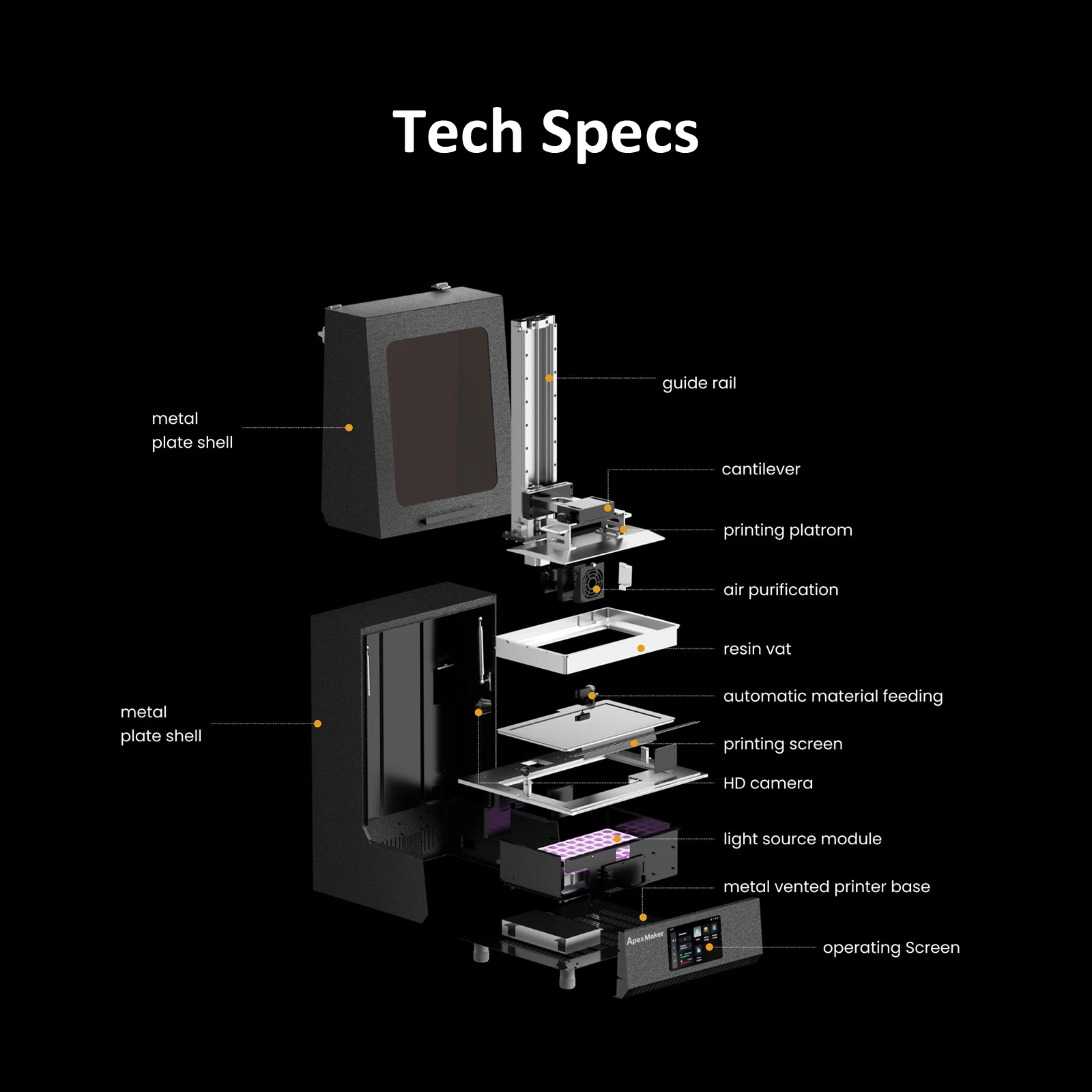S348f7757820e4e47a51c53ba209aae0cz ApexMaker X1 16-calowa drukarka 3D z żywicy 3D o wysokiej prędkości 8K monochromatyczny Srceen rozmiar pikseli 46um (dostawa w Dec)