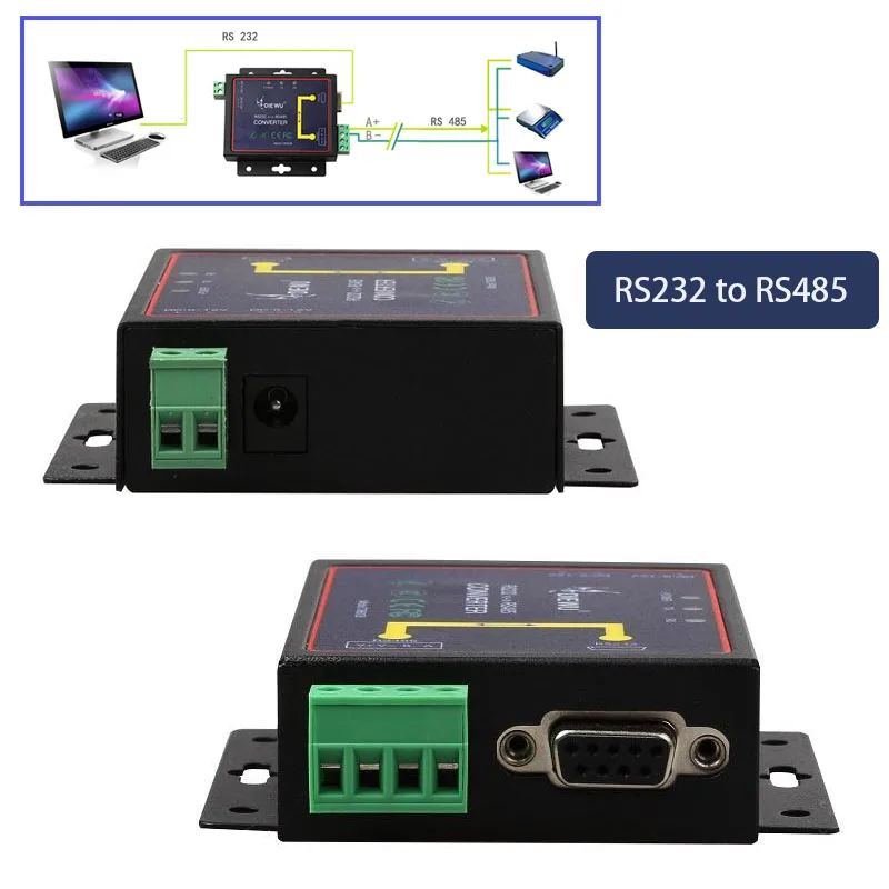 

RS232 to RS485 converter serial networking server industrial grade RS485 to RS232 serial port 9-pin converter with power supply