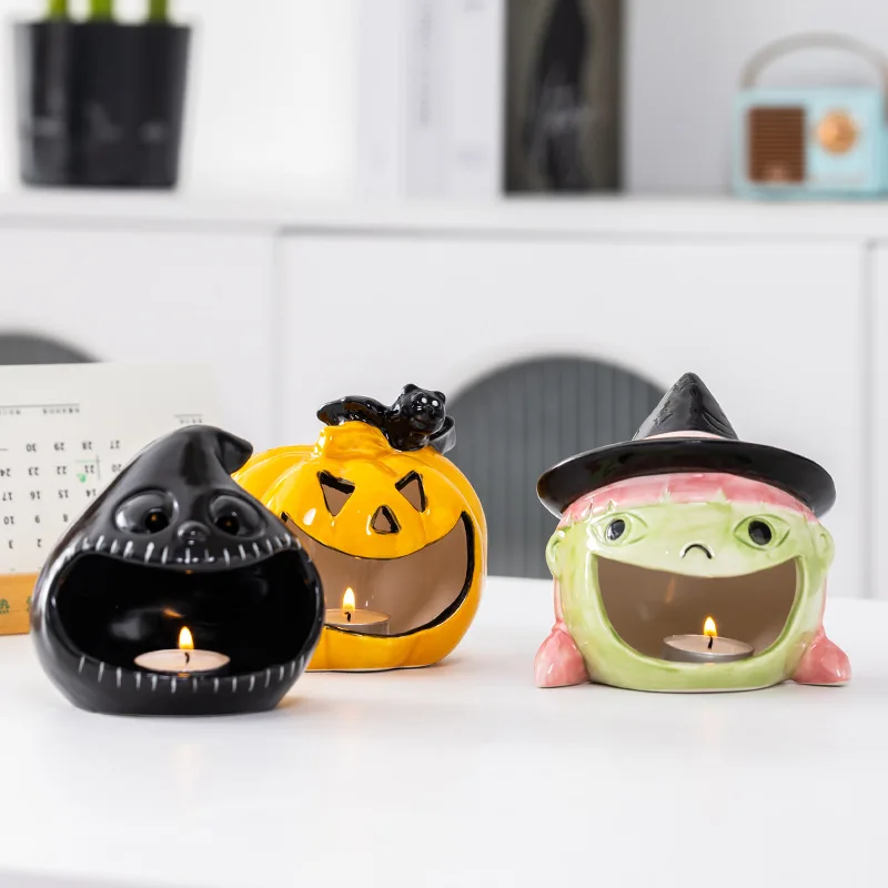 

Ceramic Pumpkin Ghost Aromatherapy Candle Ornaments Halloween Ghost Festival Scene Atmosphere Decoration Christmas Candy Storage