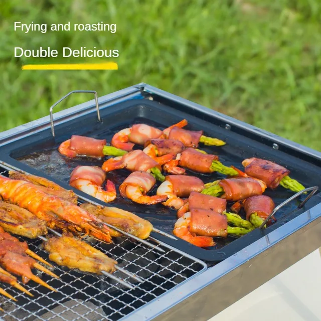 Bbq Grill Outdoors A Hordozható Faszén Grillezőhöz, Kempingtőkemencék Kemping Kerti Grillhez. - Image 2