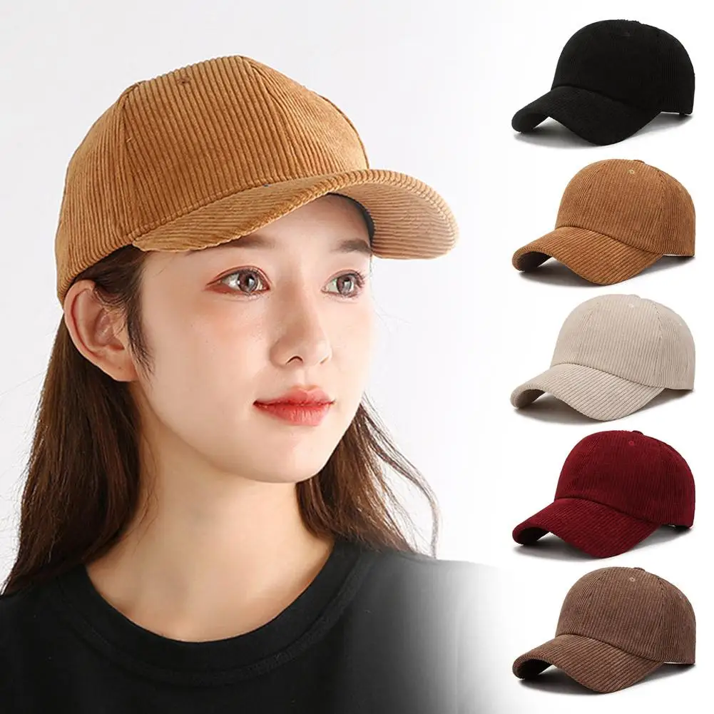 Spring Autumn Corduroy Baseball Cap For Women Men Unisex Vintage Solid Snapback Baseball Hat Sport Winter Adjustable Trucke P2R7 trucker hats ladies baseball caps
