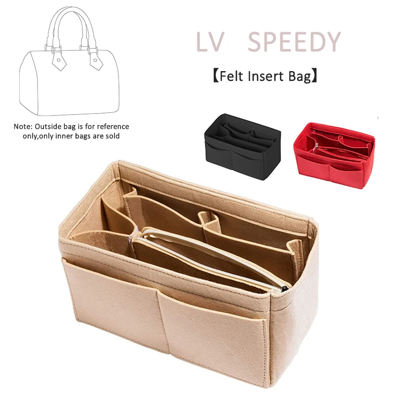 EverToner for LV Speedy 25 30 35 Felt Cloth Insert Bag With Zipper Fit Handbag Cosmetic Bag Travel Womens Liner makeup organizer cosmetic bag cosmetic storage bag makeup bag cosmetic case
