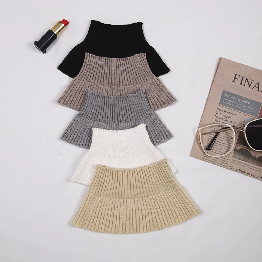 

Elastic Knitted False Collar Detachable Knitted Turtleneck Fake Collar Wrap Scarf Pullover Neck Gaiters Knit Stretch Neck Scarf