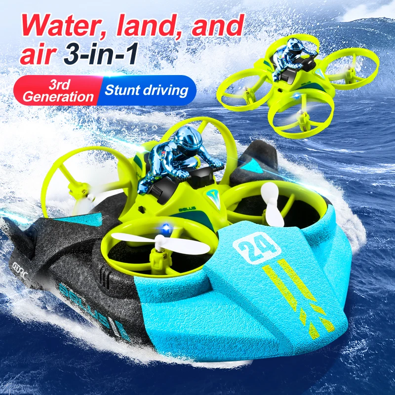 V24 Mini Drone 3 In 1 Rc Elicotteri Regali Deformabile Hovercraft Air Flight/Racing/Water Driving On Sky/Land/Piscine Giocattoli All'Aperto