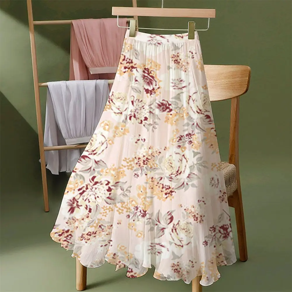 Floral Printed Long Chiffon Skirt Women Fashion 5