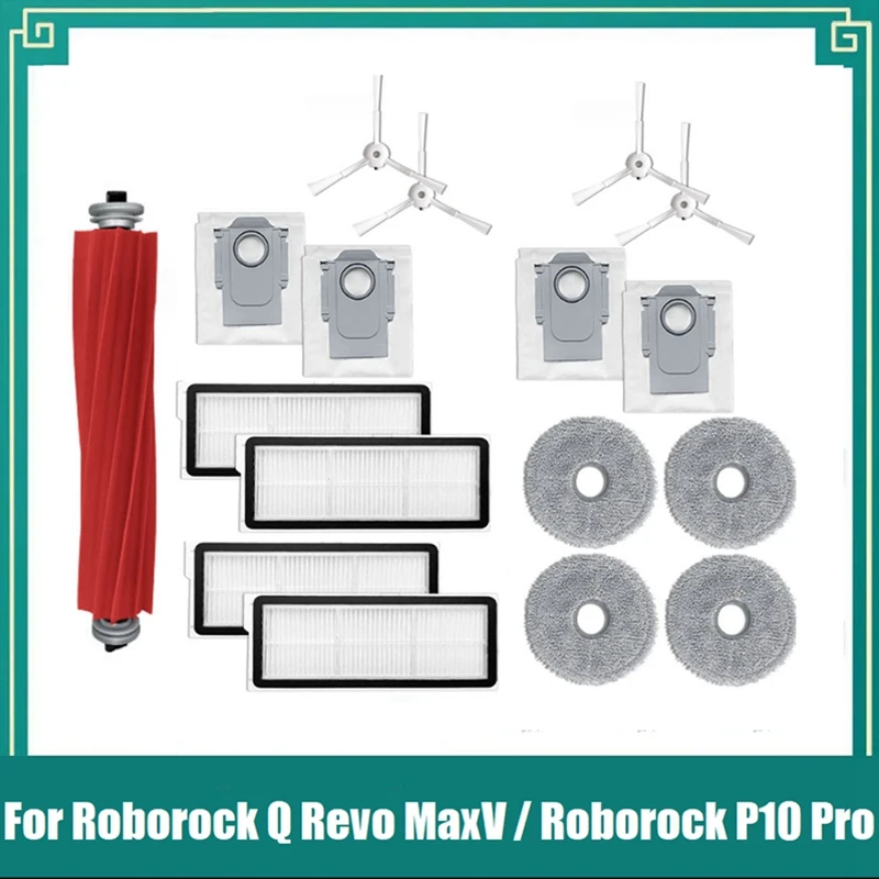 

Запчасти для робота-пылесоса Roborock Q Revo Maxv / Roborock P10 Pro, основная боковая щетка, фильтр, насадка на швабру, мешок для пыли, 17 шт.