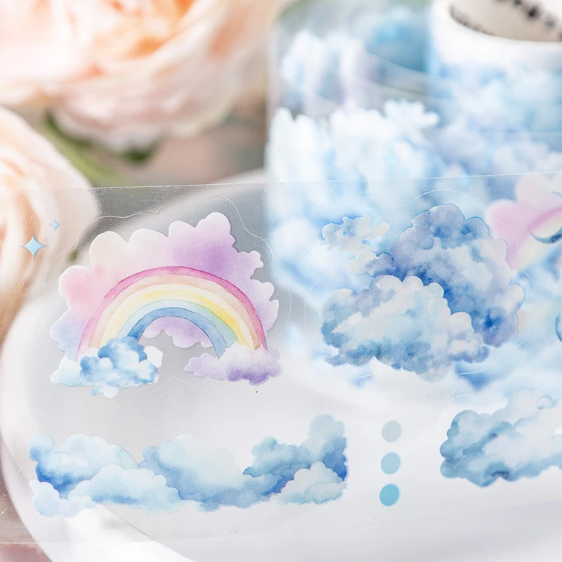 50mm*2m Kawaii Clouds PET Tapes Scrapbooking Journal Planner Background Materials Masking Tape Korean Stationery Office Supplies 6