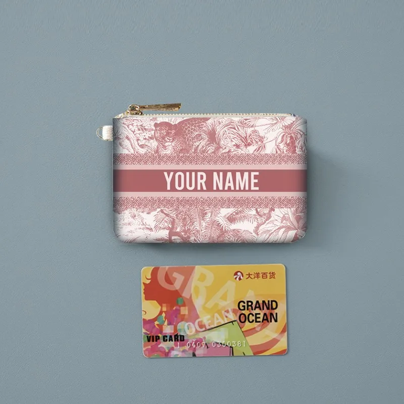 Coin Purse Women Wallet Card Wallet Personalized Customized Letters Clutch Bag Mini Shopping Traveling Portable Zip Pocket