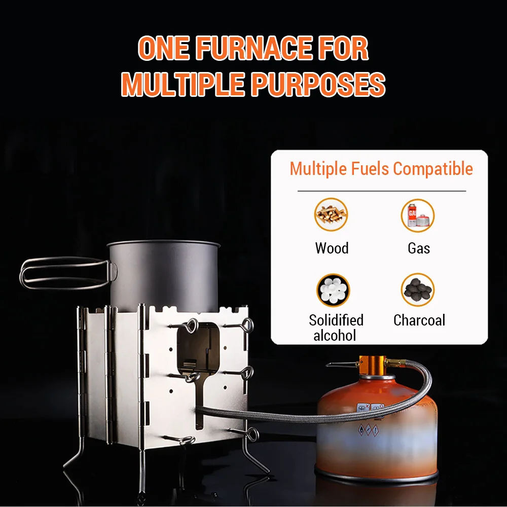 Collapsible Wood Burning Stove Portable Windproof Camping Wood Stove Multi-fuel  Furnace with Carrying Case for Outdoor BBQ - AliExpress