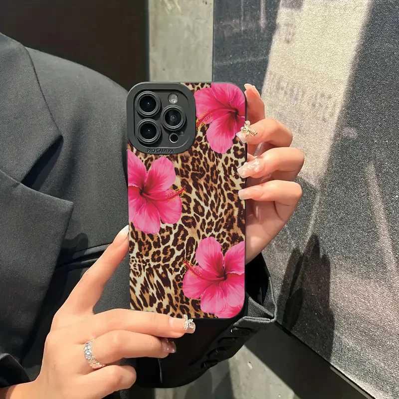 Leopard Print Floral Soft Phone Case Cover