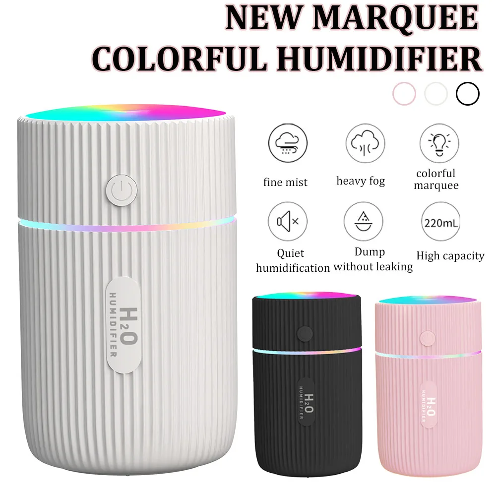 Mini Car Air Humidifier Portable Air Freshener with LED Night Light 2 Modes USB Power Oil Diffuser for Car Interior Accessories