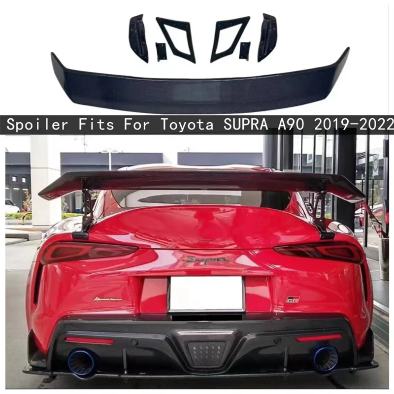 

High quality Carbon Fiber Car Rear Trunk Lip Spoiler Splitter Wing Fits For Toyota SUPRA A90 2019 2020 2021 2022+ GT Style