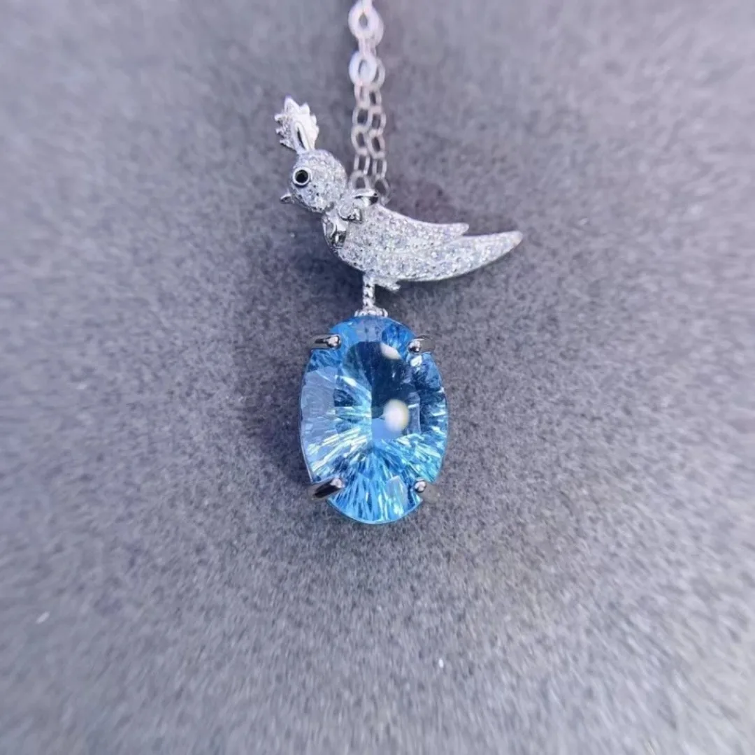 

Natural Topa Stone Pendant Women's Necklace Fine Jewelry True 925 Silver Animal Latest Design