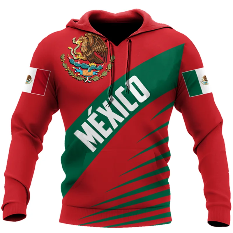 thumbnail image 1 of Sudadera con capucha con estampado de la bandera nacional de México para hombre, moda con patrón de águila en 3D, novedad en sudaderas, estilo hip hop, estilo Harajuku, tops de gran tamaño, 1 of 5