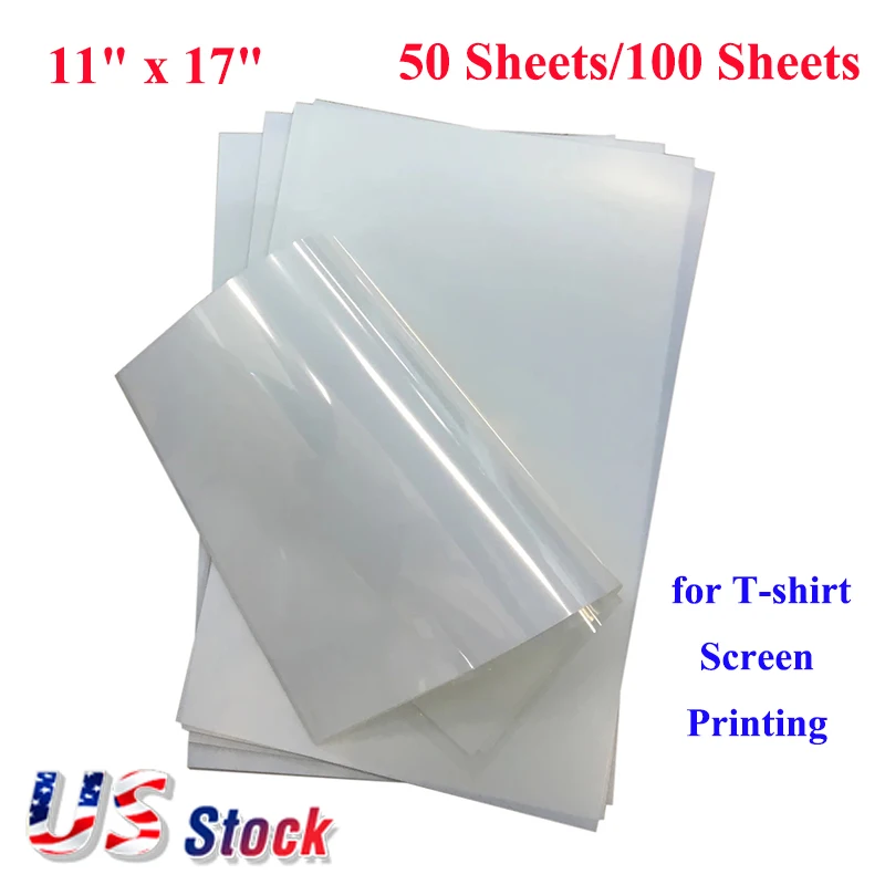 

CALCA 50 Sheets/100 Sheets 11" x 17" Premium Waterproof Inkjet Milky Transparency Film for T-shirt Screen Printing Bulk US Stock