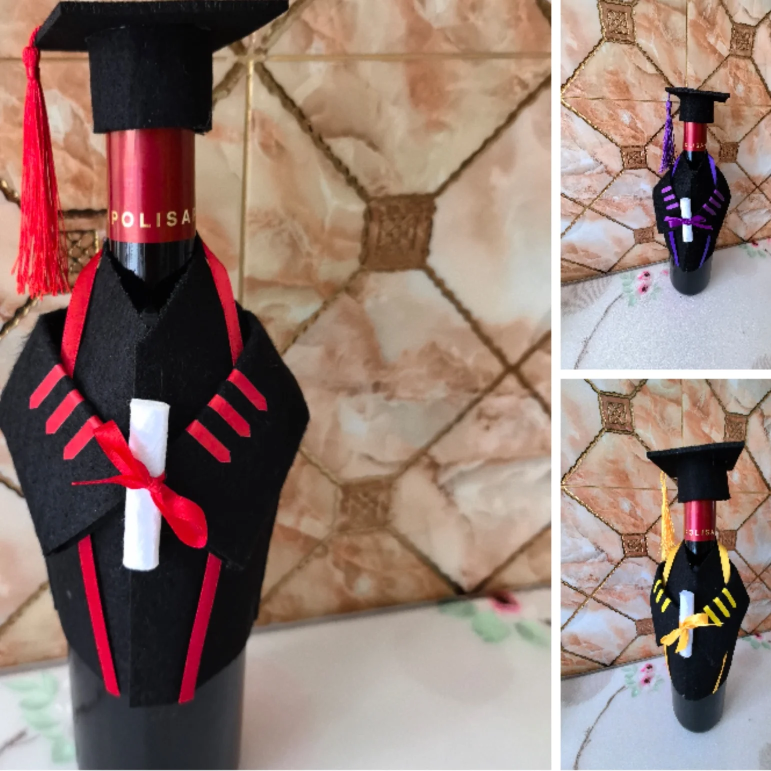 

Handmade Mini Doctoral Dress University Graduation Hat Adult Gift Festival Wine Bottle Clothing Hotel Accessories