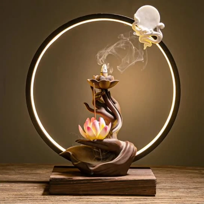 

New Ceramic Backflow Incense Burner With Lamp Ring Indoor Sandalwood Bergamot Incense Burner Home Office Decoration