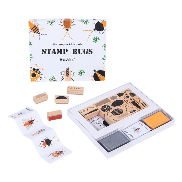 Wooden Rubber Bugs Stamp Set Toddlers Montessori Educational Toy DIY  Creative Toy Stamp Insect Building Pattern Seal Kids Gifts - AliExpress