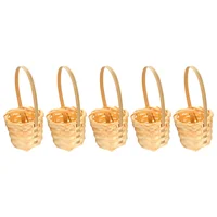 5 Pcs Small Storage Containers Mini Flower Basket Woven Baskets Linen Bamboo Bathroom for Wedding 2