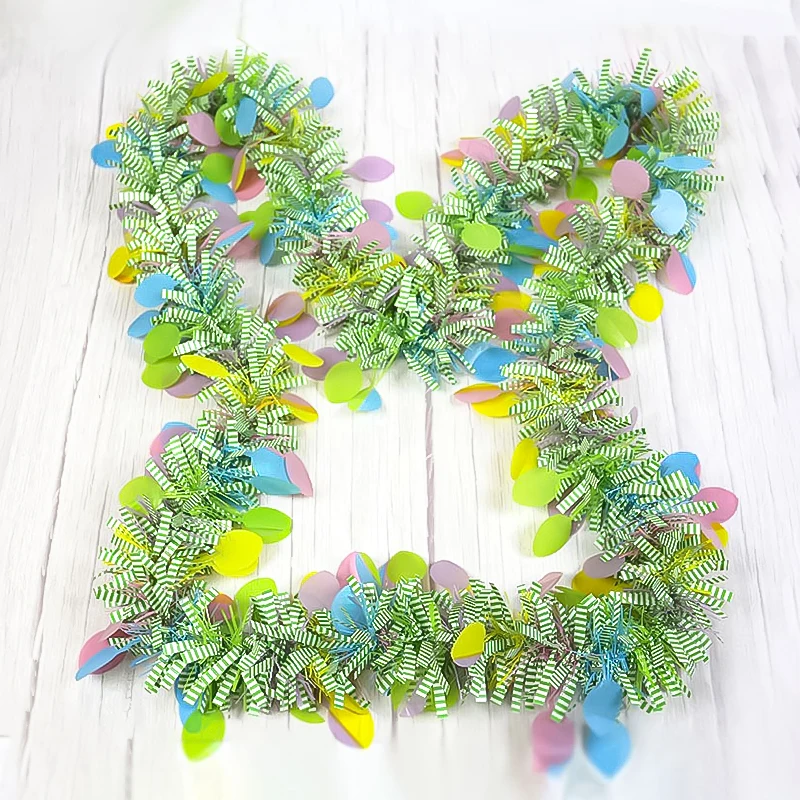 Easter Garlands Colorful Glitter Strip Banner Easter Egg DIY Wreath Craft Home Spring Party Hanging Ornament Garland