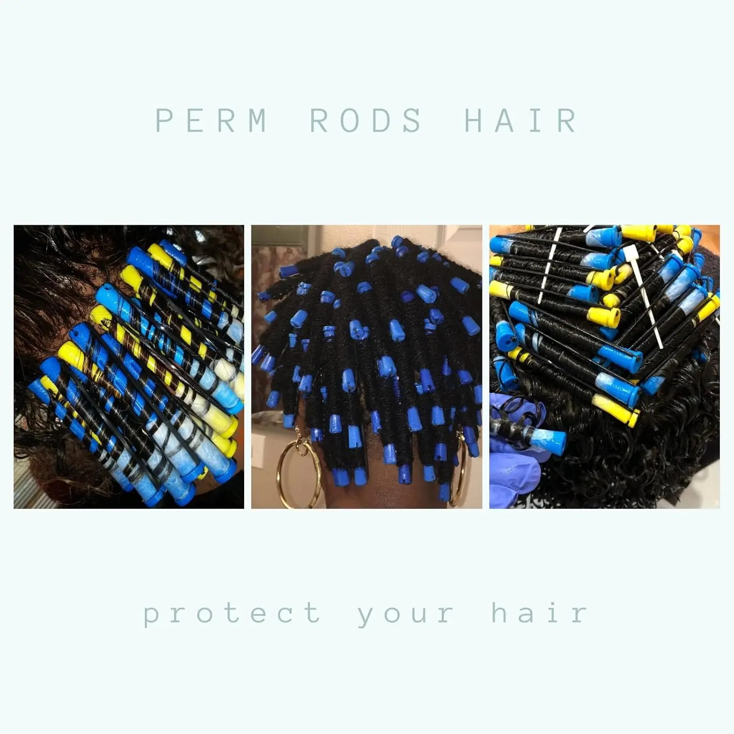 Hair Styling Tool Perm Rods 60 pcs Small Size Hair Rollers for Natural Hair Long Short Styling Tool Curlers 0.35 inch Blue Color