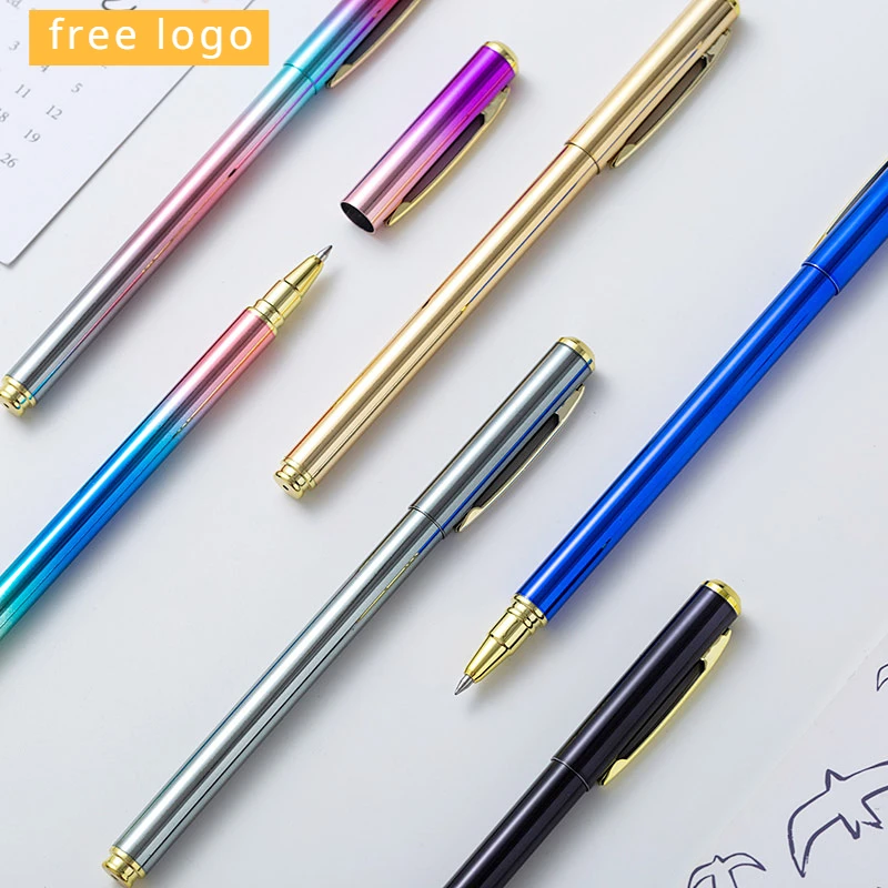 

50 pieces/lot Free Custom Logo Metal Signature Pen Laser Engraving Business Ballpoint Pen Gift Gel Pen