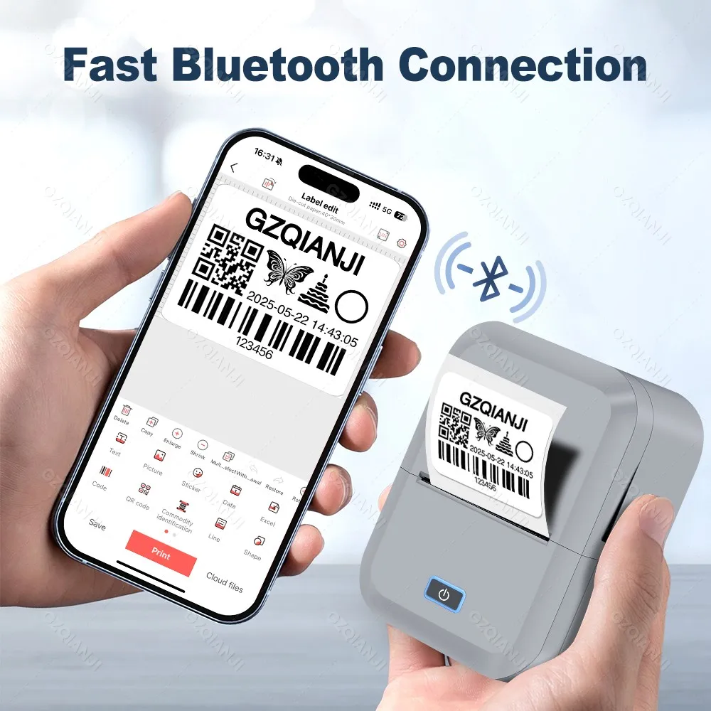 Marklife 2 inch Thermal Label Maker Portable Sticker Bluetooth Printer RFID Paper Rolls for Clothes, Home, Business Tag Print