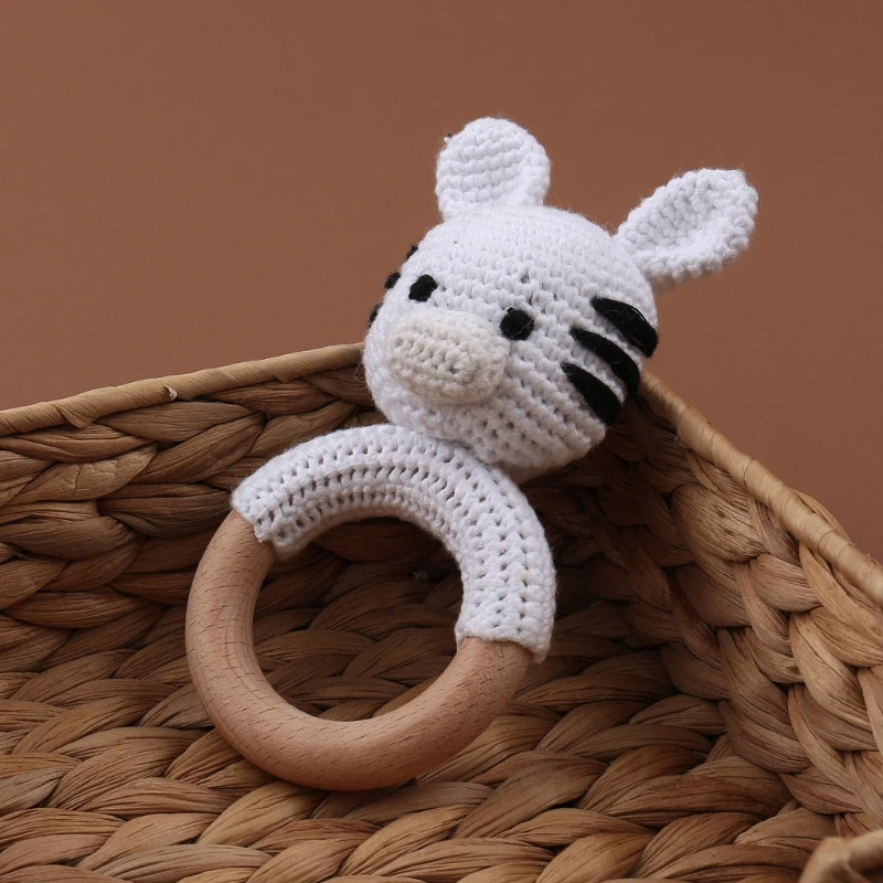 HUYU Natural Sensory Toys for Newborn Shower Gift Sensory Gifts Beige Wood Boho Baby Teething Toys Stroller Hanging Pendants