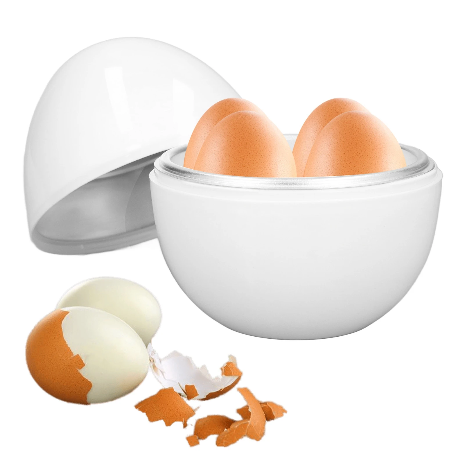 Egg Cooker Egg Boiler Hard Boiled Egg Cooker 4 Eggs Capacity Compact Design ABS Material Egg Shape Microwave Function Egg Boiler 3