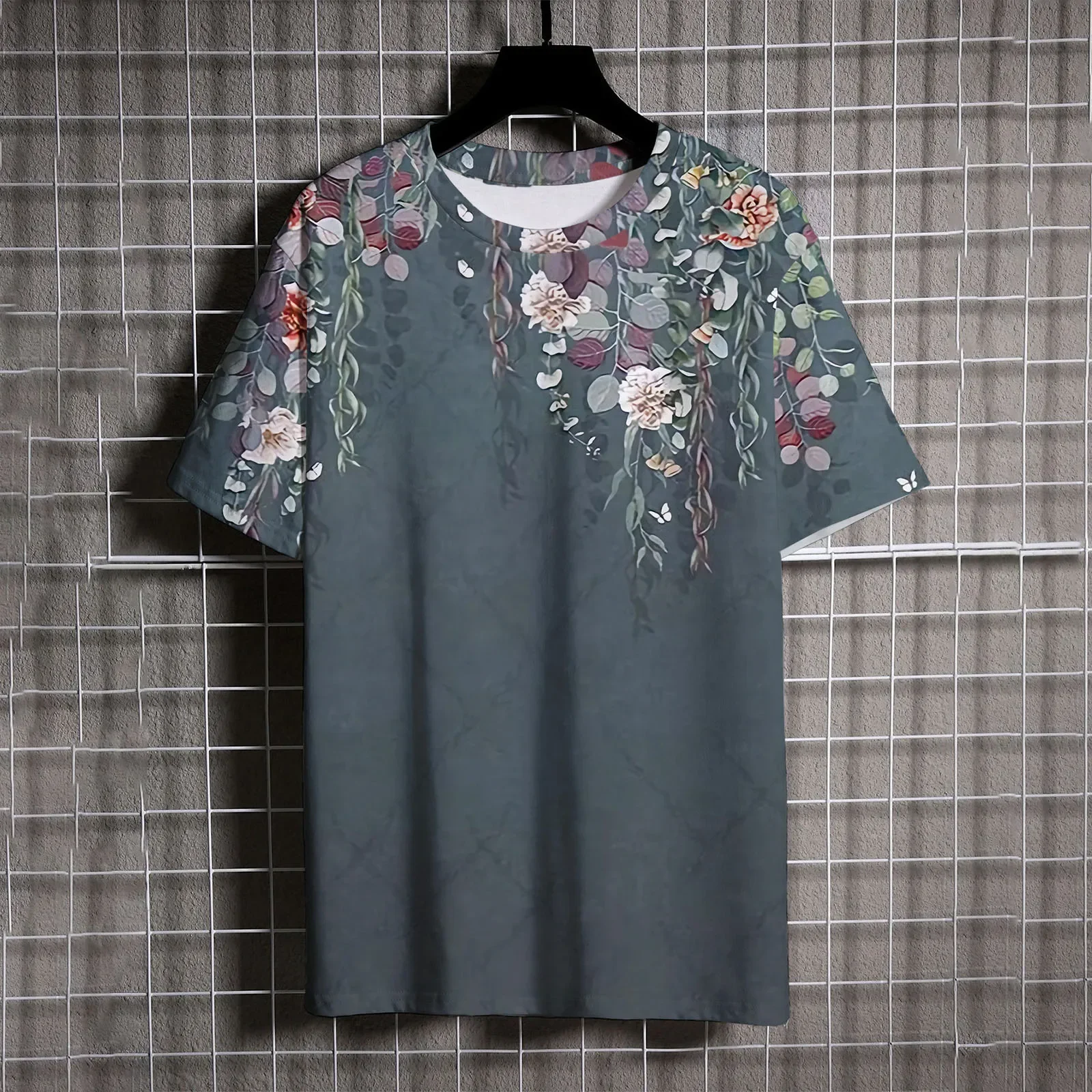 

Мужские повседневные и удобные роскошные брендовые Модные дышащие и крутые тканевые футболки с коротким рукавом и цветочным принтом, мужские футболки, топы