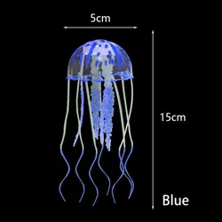 Luminescent Silicone Jellyfish Aquarium Decor - Glowing Floating Ornament for Underwater Landscaping (Blue)