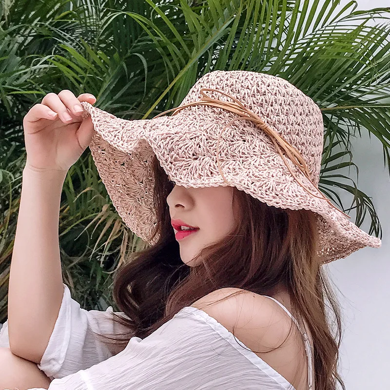 Foldable Straw Hats for Women for Summer Sun Hat Women Wide Large Brim  Beach Hats Fashion Hat Femme Beach UV Protection Cap