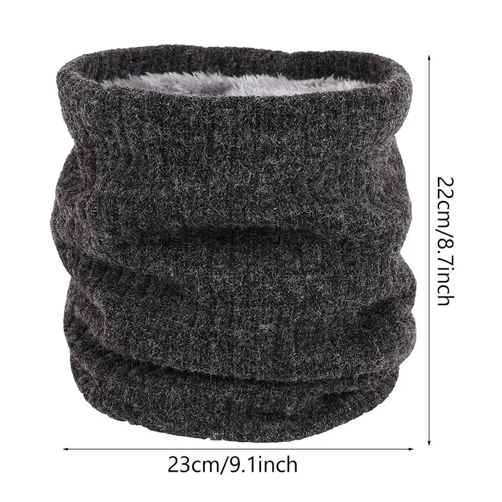 Shawl Wrap Thick Knitted Collar Scarf Double-Layer Winter Neck Gaiter Circle Loop Scarves Fleece Lined Scarf Neck Warmer