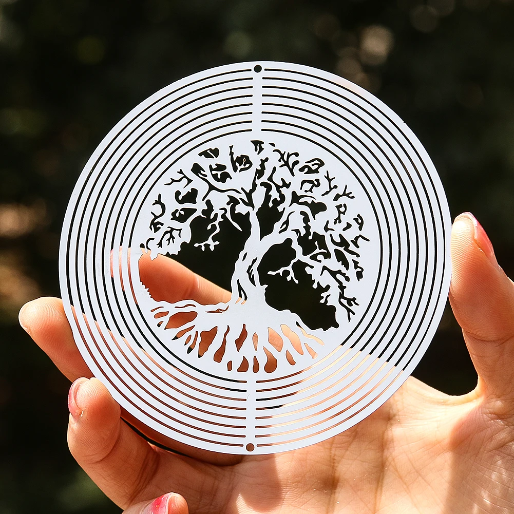Tree of Life 3D Kinetic Wind Spinner with Flowing Light Effect