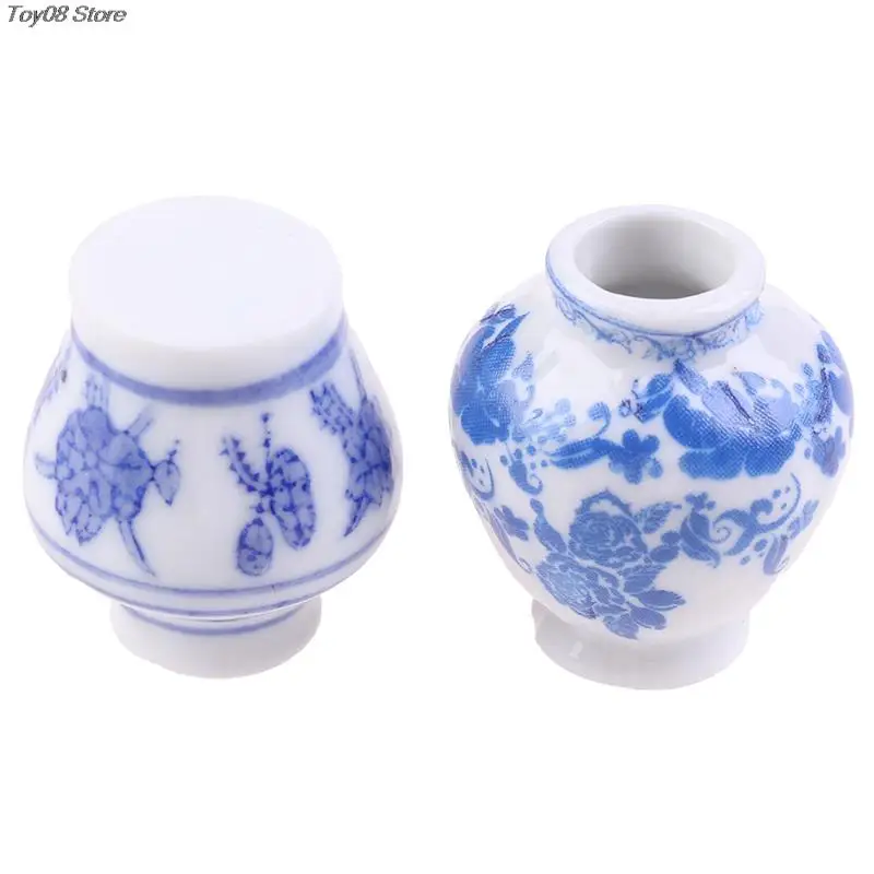 

2pcs Mini Porcelain Vase DIY Handmade Doll House Simulation Kitchen Ceramic Ornament Decora Vase Dollhouse Miniatures Toys