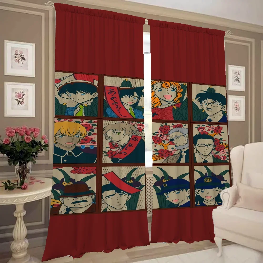Window Kitchen Curtains for Living Room 2 Pieces Blackout Curtains Door Curtain D-detective C-conan Bedroom Decoration Partition 2