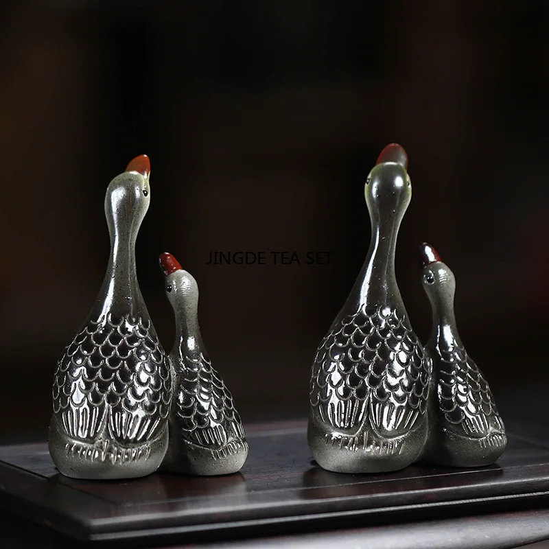 Color-changing Swan Tea Pet Alabaster Can Be Raised Tea Pet Tea Table Ceramic Crafts Ornaments Heat Can Change Color